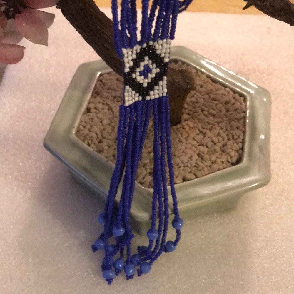 Vintage beads tassel necklace